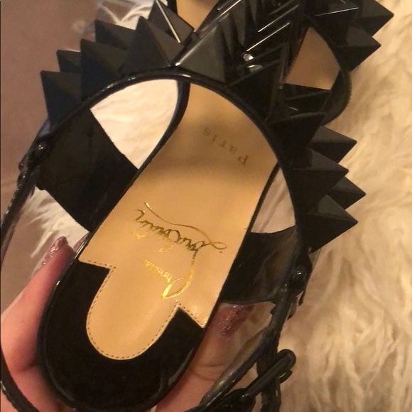 NWT Christian Louboutin CYBERSANDALE PATENT Black - Picture 7 of 8